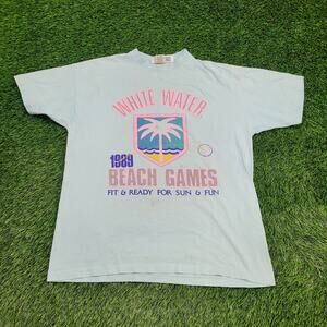 Vintage 1989 Beach Volleyball Shirt Womens XL 22x26 Surfer